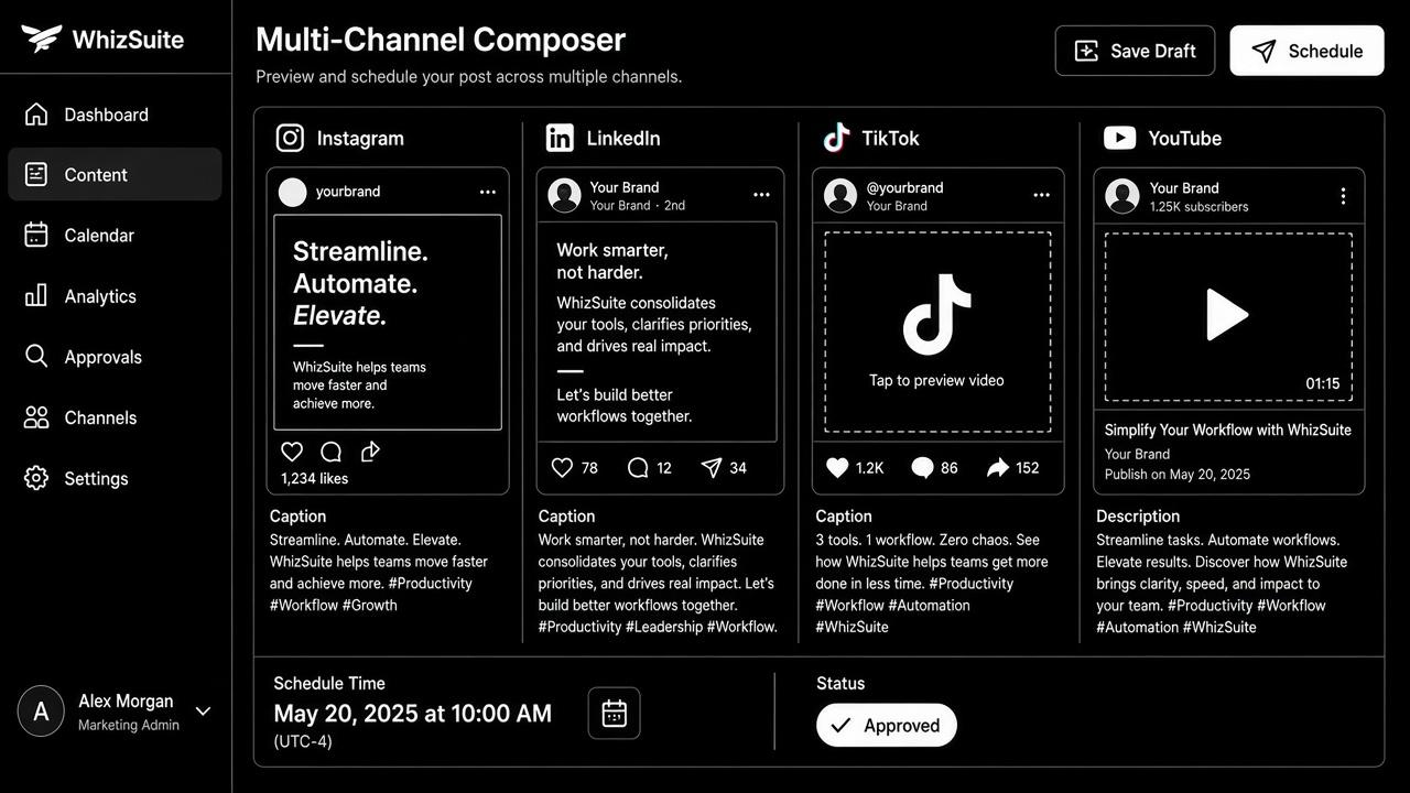 Composer view for writing a social caption