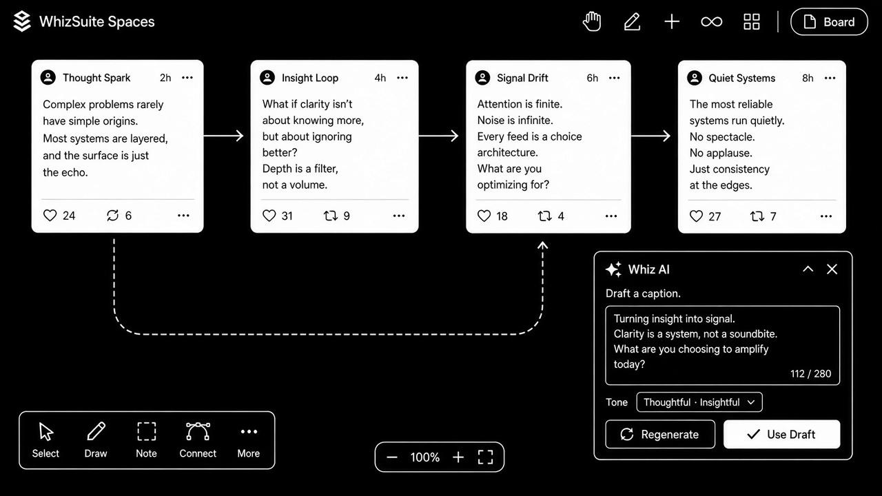 Collaborative workspace board used by a social team